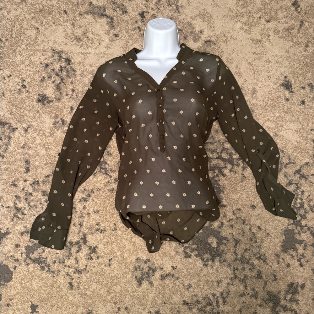 a.n.a Olive Floral Women's Top